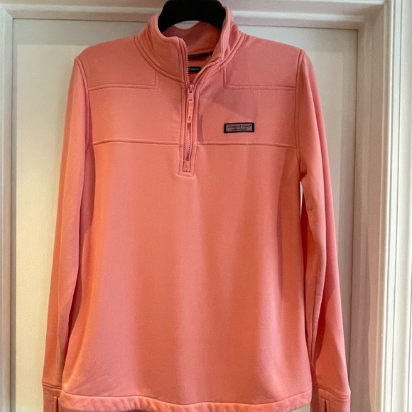 Vineyard Vines Coral Quarter-Zip Sweatshirt - Picture 1 of 3